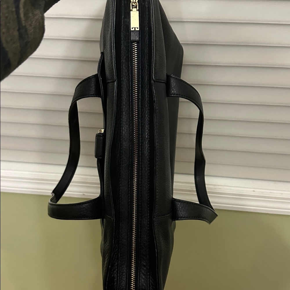 Tory Burch Black Pebbled Leather Meyers Tote with Gold Logo - Picture 9 of 12